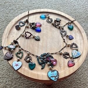 Glassworks studio Charming Heart Pendant Necklace with Multicolor Charms